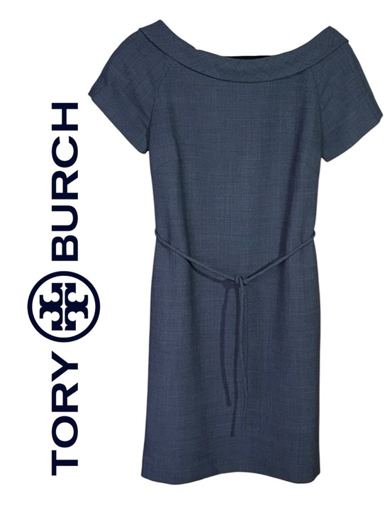Tory Burch Dresses & Skirts - Tory Burch Gray Wool Blend Sheath Dress Chain Print Silk Lined Elegant Neckline
